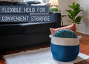 Nat & Jules Two Tone Cream and Navy Blue 12 inch Woven Fabric Storage Basket