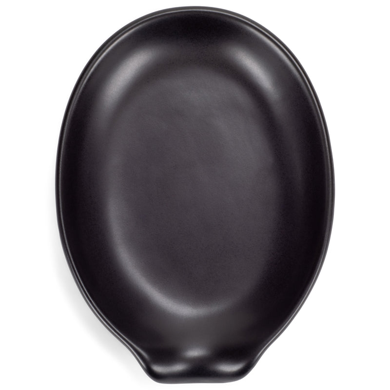 Nat & Jules Matte Black 6 x 4 Glossy Ceramic Oval Countertop Spoon Rest