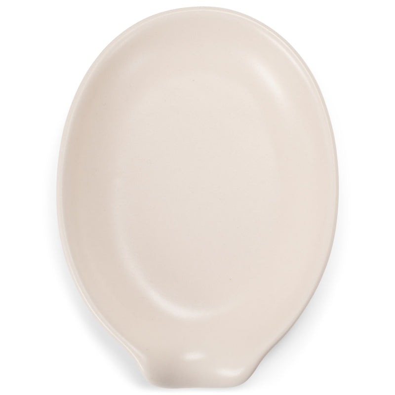 Nat & Jules Matte White 6 x 4 Glossy Ceramic Oval Countertop Spoon Rest