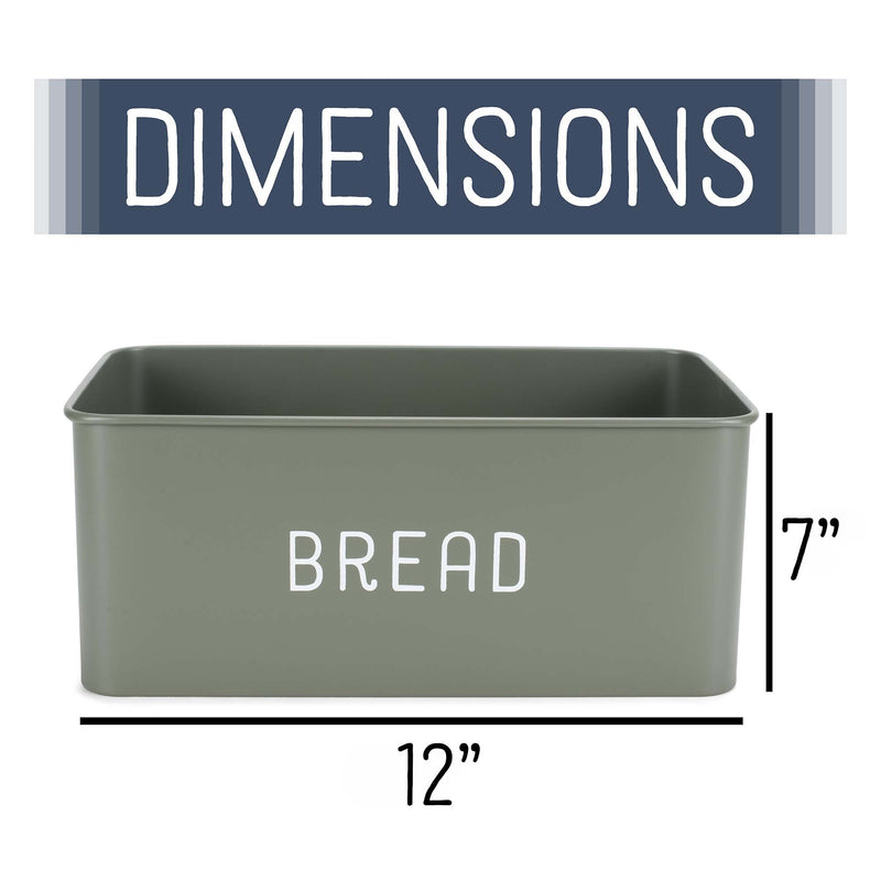 Nat & Jules Matte Green 17 x 8 Metal Enamel Rubber Wood Lidded Bread Box