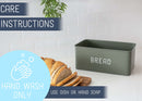Nat & Jules Matte Green 17 x 8 Metal Enamel Rubber Wood Lidded Bread Box