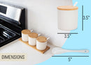 Nat & Jules Cylindrical Cream 9 ounce Stoneware Spice Container and Tray Set