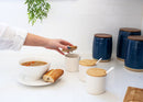 Nat & Jules Cylindrical Cream 9 ounce Stoneware Spice Container and Tray Set