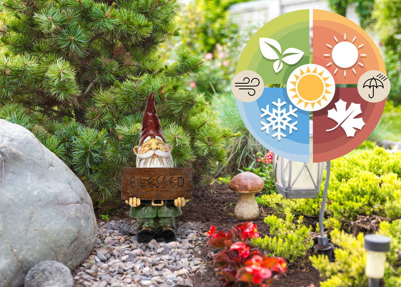 Nat & Jules Blessed Gnome Colorful Finish 12 inch Resin Stone Garden Statue