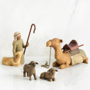 Willow Tree Shepherd and Stable Animals, Sculpted Hand-Painted Nativity Figures, 4-Piece Set