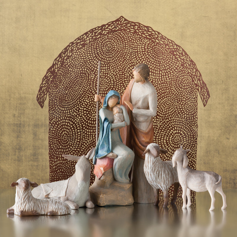 Willow Tree Sheltering Animals for The Holy Family, Sculpted Hand-Painted Nativity Figures, 4-Piece Set