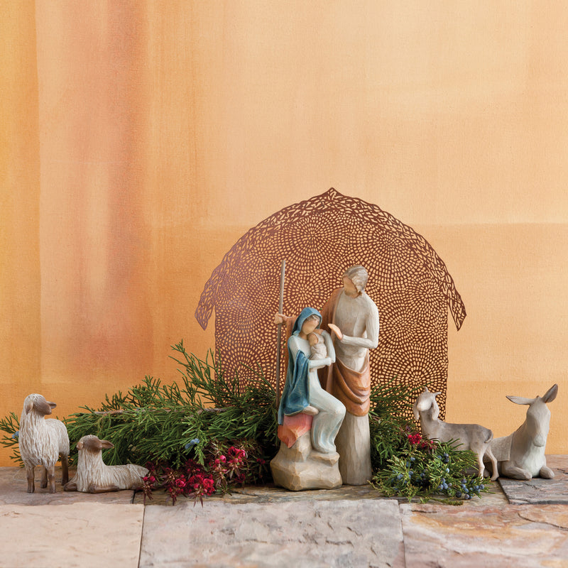 Willow Tree Shelter for The Holy Family, Pierced-Metal Nativity Backdrop