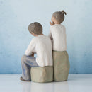Willow Tree Brother and Sister (Darker Skin Tone & Hair Color), Sculpted Hand-Painted Figure