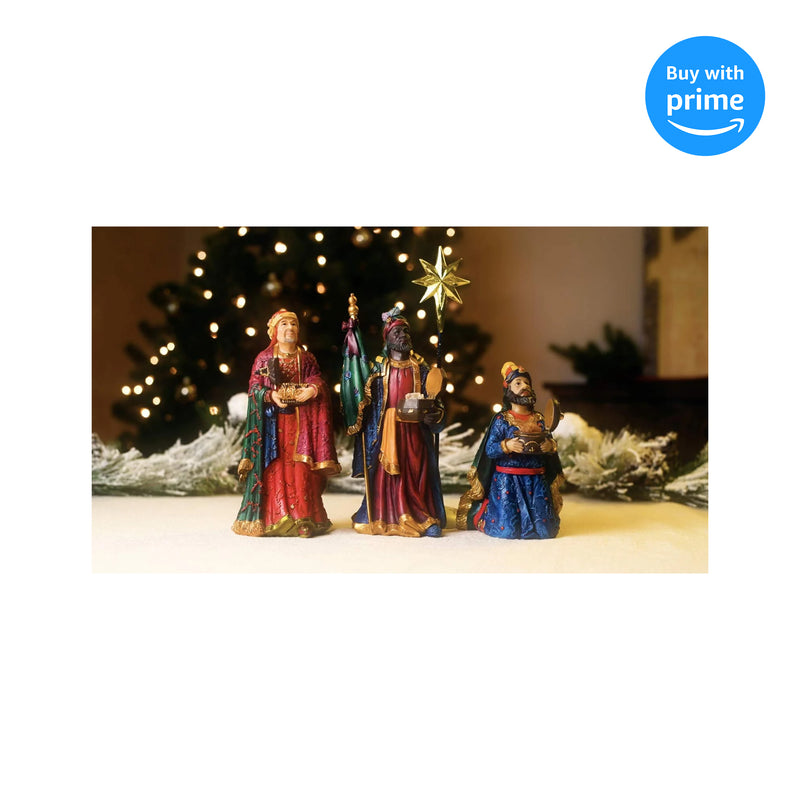 Set of 4 Following Star with Gifts 12 inch Resin Stone Nativity Figurines