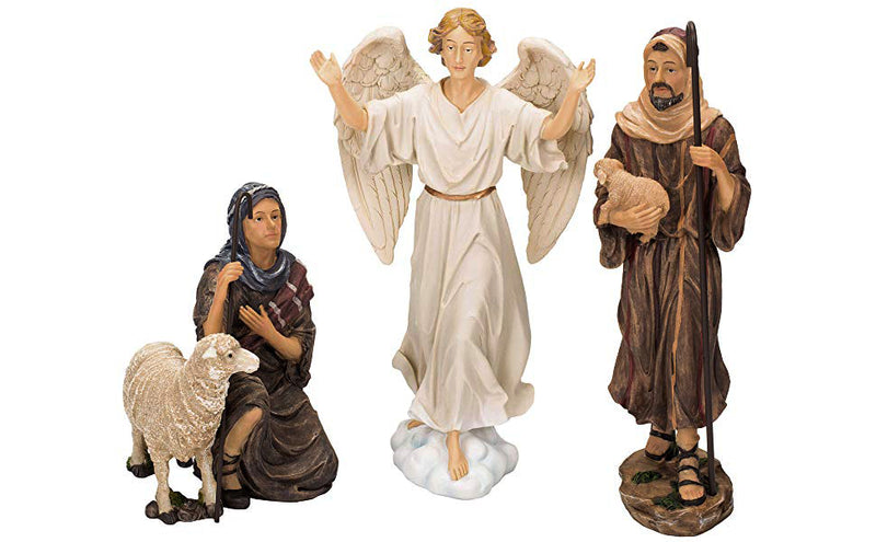 16 Piece Deluxe Edition Christmas Nativity Set with Real Frankincense Gold and Myrrh - 14 inch Scale