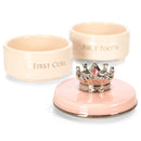 DEMDACO First Tooth and Curl Pink Ceramic Stoneware Childrens Stackable Keepsake Box