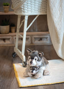Nat and Jules Mommy Wolf and Pup Wintry Gray Childrens Plush Stuffed Animal Toy Set of 2