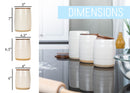 Nat & Jules Lidded White 6 inch Ceramic and Wood Kitchen Canisters Set of 3