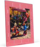 Mark Feldstein & Associates Sweetheart Café Mickey Minnie Disney Kinkade Pink 11 inch Glass Square Wall Clock