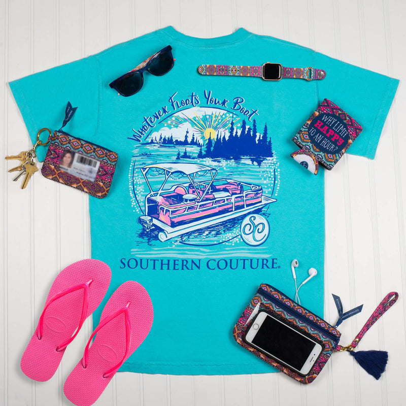 Southern Couture Floats Your Boat Lake Lagoon Blue Cotton Fabric Comfort Fashion T-Shirt