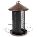 Front view of Hanging Cherry Woodgrain Finish Heavy Duty Mesh Metal 3 Lb. Bird Feeder