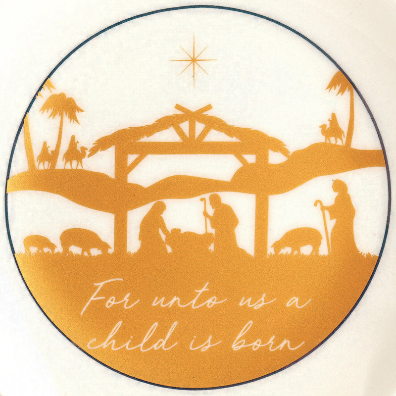 Unto Us Child Born Golden Nativity 6.25 x 6 Porcelain Serving Plate