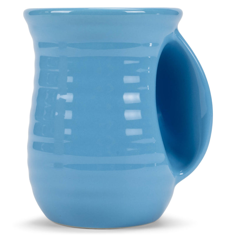 Elanze Designs Ribbed 14 ounce Ceramic Stoneware Handwarmer Mug, Ice Blue