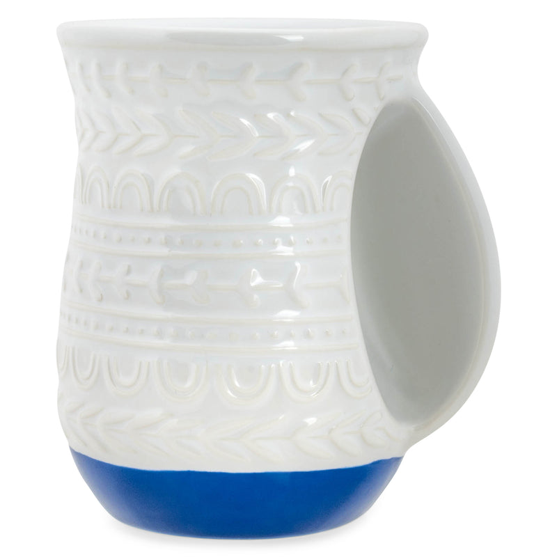 Cup of Cozy Nordic Knit 14 ounce Ceramic Stoneware Handwarmer Coffee Mug, Navy Blue
