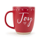Elanze Designs Joy Raw Clay Bottom Red 13 ounce Ceramic Christmas Coffee Mugs Set of 4