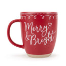 Elanze Designs Merry Raw Clay Bottom Red 13 ounce Ceramic Christmas Coffee Mugs Set of 4