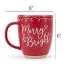 Elanze Designs Merry Raw Clay Bottom Red 13 ounce Ceramic Christmas Coffee Mugs Set of 4