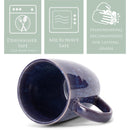 Elanze Designs Reactive 17 ounce Ceramic Curved Body Mugs Set of 4, Midnight Purple