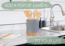 Glossy X-Large Ceramic Stoneware Cork Bottom Kitchen Utensil Holder, Grey