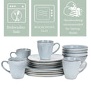 Elanze Designs Modern Chic Smooth Ceramic Stoneware Dinnerware 16 Piece Set - Service for 4, Ice Blue