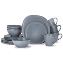 Elanze Designs Modern Chic Smooth Ceramic Stoneware Dinnerware 16 Piece Set - Service for 4, Dove Grey