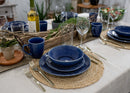 Elanze Designs Reactive Ceramic Dinnerware 16 Piece Set - Service for 4, Blue