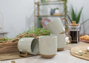 Elanze Designs Speckled 16 ounce Ceramic Mugs With Metallic Handle Set of 4, Grey