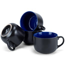 Elanze Designs Large Color Pop 24 ounce Ceramic Jumbo Soup Mugs Set of 4, Cobalt Blue