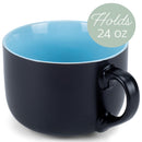 Elanze Designs Large Color Pop 24 ounce Ceramic Jumbo Soup Mugs Set of 4, Ice Blue