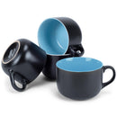 Elanze Designs Large Color Pop 24 ounce Ceramic Jumbo Soup Mugs Set of 4, Ice Blue