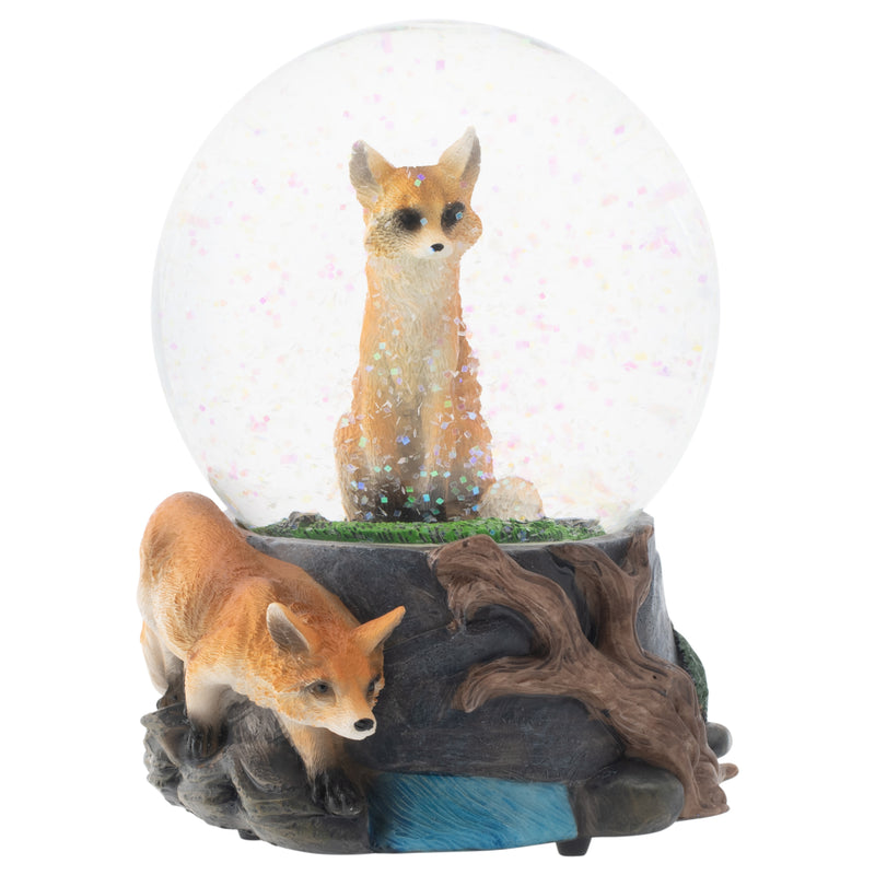 Front view of Clever Fox Friends Musical Snow Globe