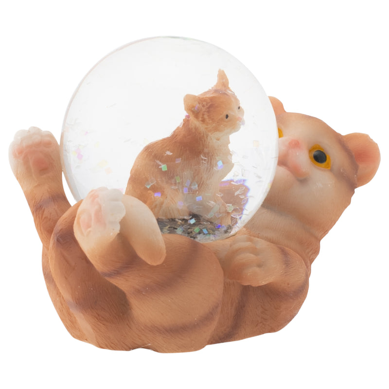 Striped Tabby Cat and Kitten Figurine 45MM Glitter Water Globe Decoration
