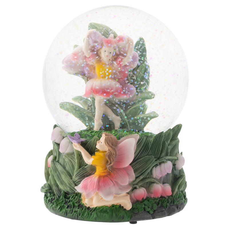 Bell Flower Fairy Friends 100MM Musical Water Globe Plays Tune You Are My Sunshine