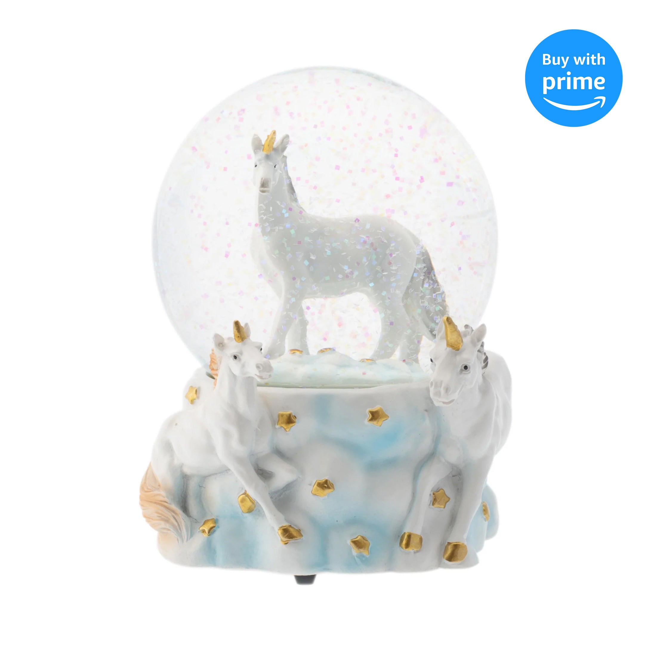 White Unicorn Friends 100MM Musical Water Globe Plays Tune You Are My