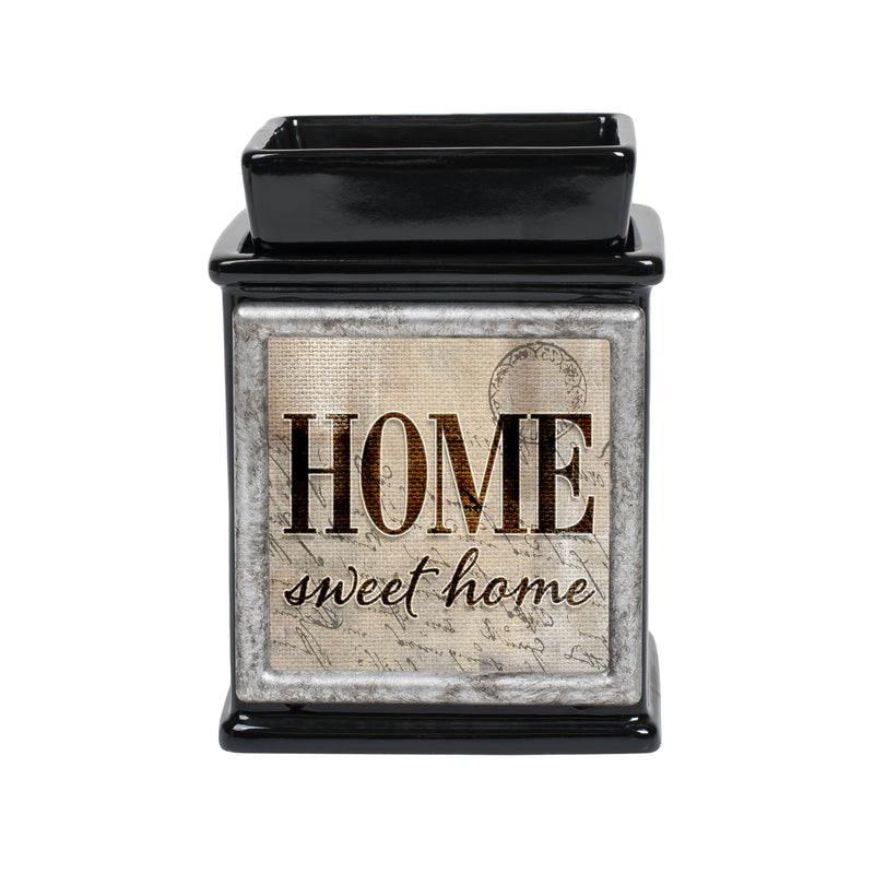 Home Sweet Home Ceramic Glossy Black Interchangeable Photo Frame Candle Wax Oil Warmer
