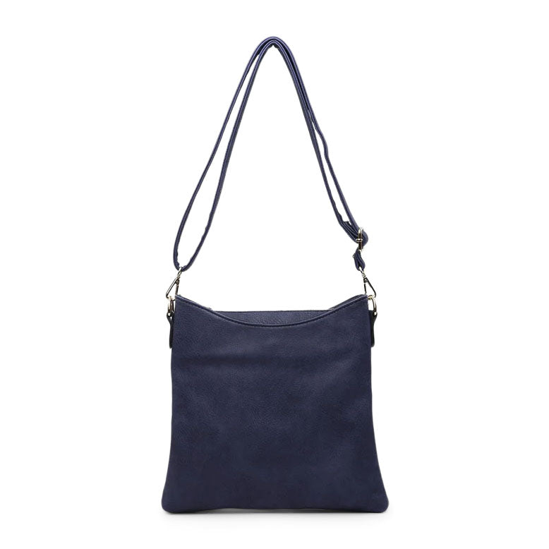 JEN & CO. Emma Vegan Leather Crossbody Bag, Navy Blue