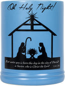 Front view of Christmas Nativity Scene Black Silhouette Stoneware Electric Large Jar Candle Warmer