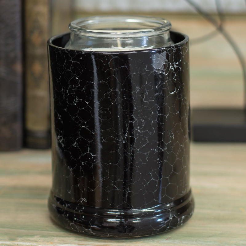 Front view of Black Marble Electric Jar Candle Warmer