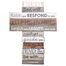 Love Never Gives Up Distressed Wood 9 Inch Stacked Wood Cross Figurine