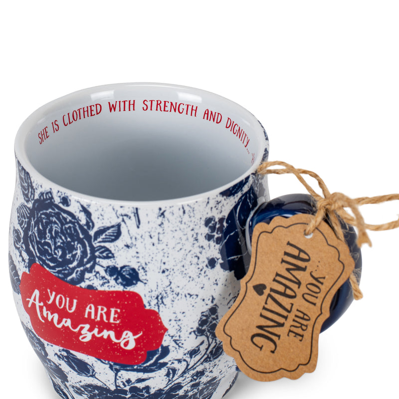 Lighthouse Christian Products You Are Amazing Midnight Blue Floral 13 Ounce Ceramic Mug