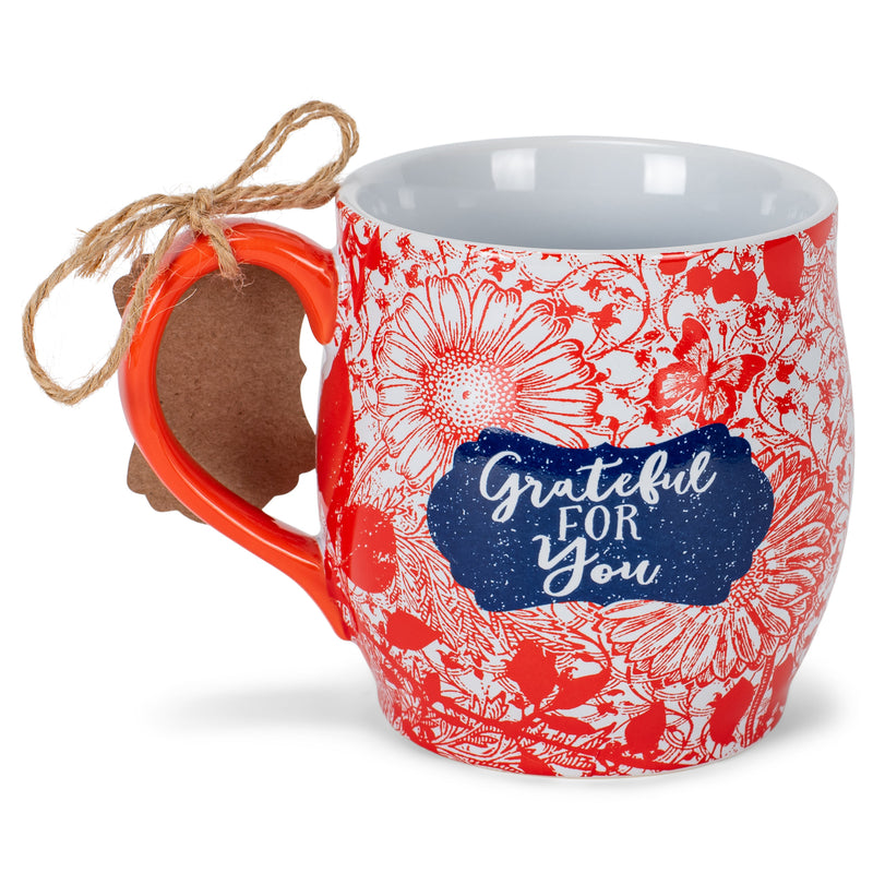 Grateful For You Fire Brick Red 13 Ounce Ceramic Mug