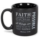 With God All Is Possible Matte Black 16 Ounce Ceramic Mug