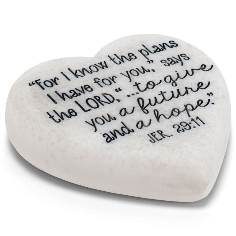 Lighthouse Christian Products Plans for Your Future Scripture Heart 2.25 x 2.25 Cast Stone Plaque