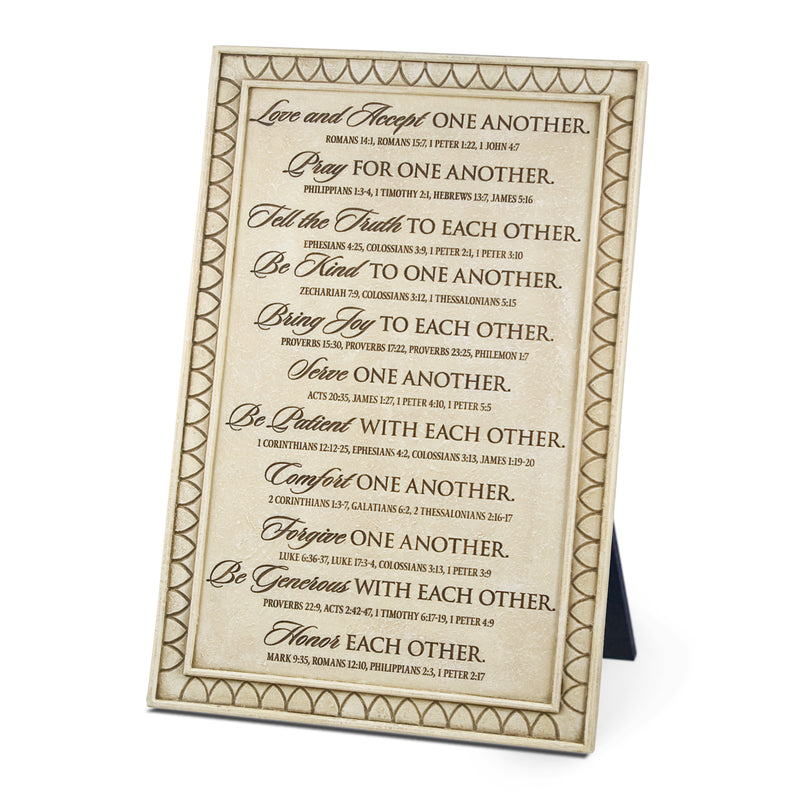 Lighthouse Christian Products Love Honor One Another Sandstone Bevel 6 x 8 Cast Stone Plaque