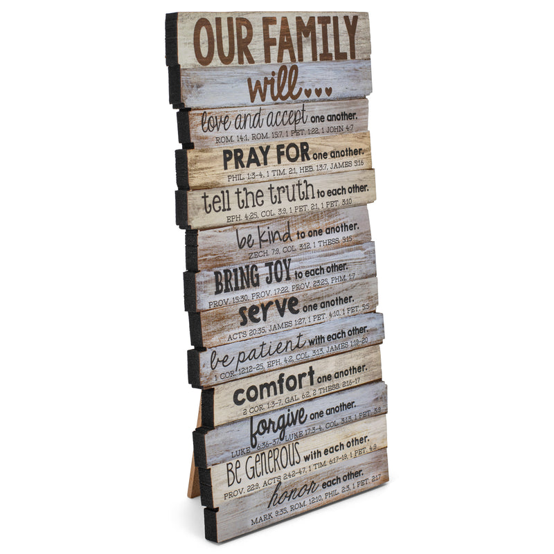 Lighthouse Christian Products Our Family Will Love One Another Rustic Stacked Pallet 5 x 10 Wood Plaque